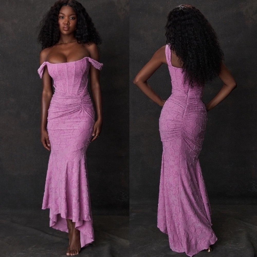 HOUSE OF CB Cesca Floral Ruched High-Low Corset Dress 🌸